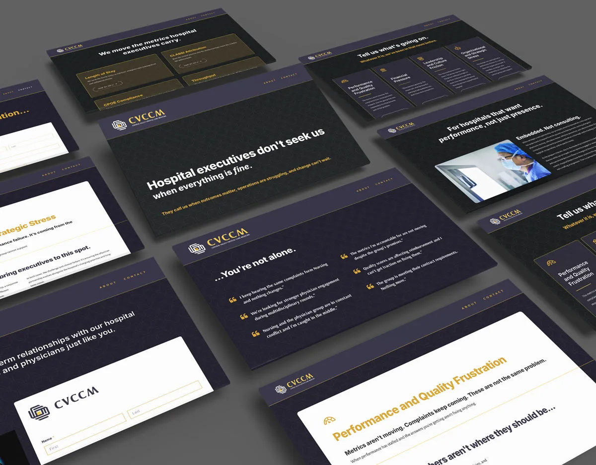 CVCCM visual identity system for hospital contract positioning