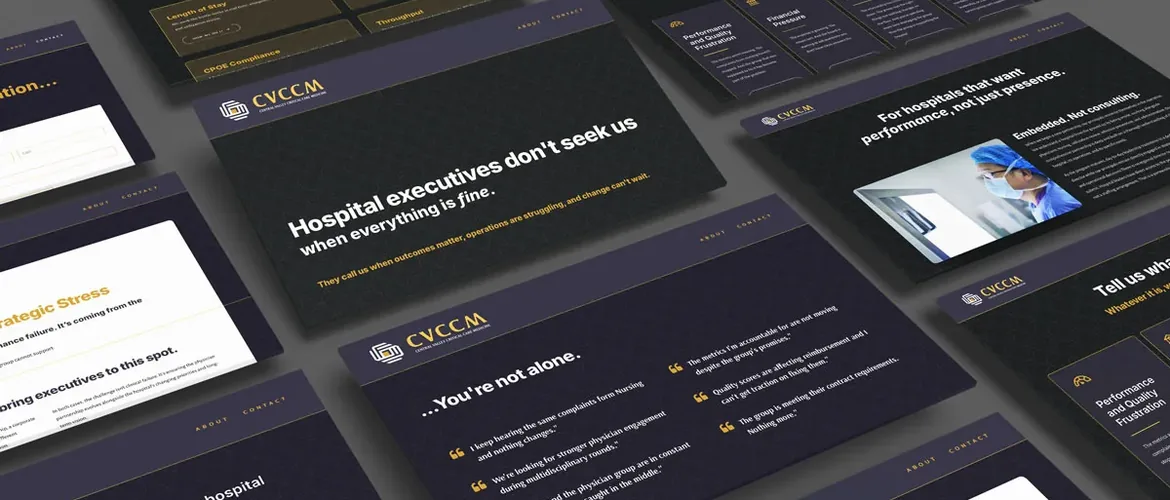 CVCCM healthcare brand and website system hero image