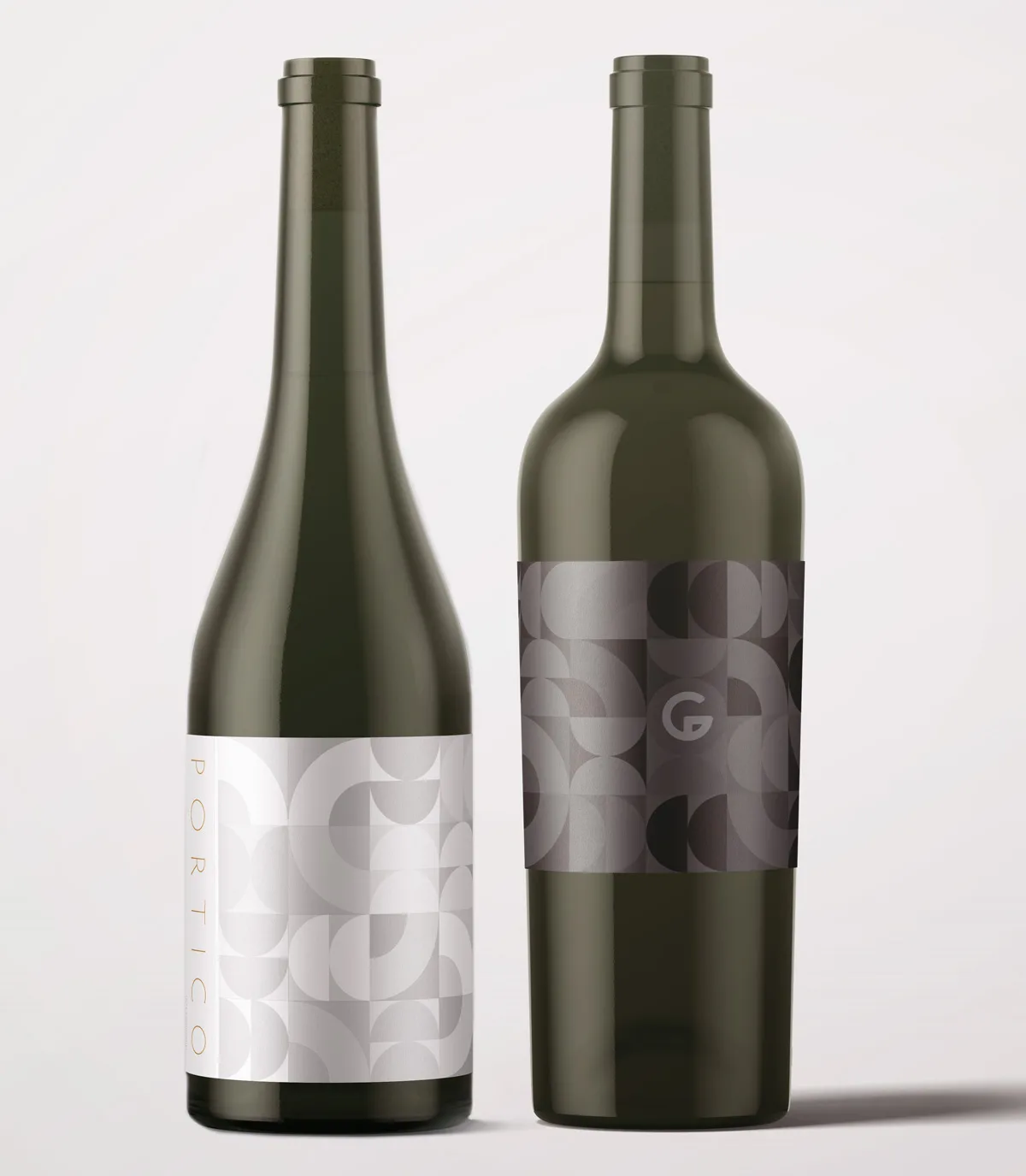 Gordon Construction brand extension applied to Portico wine bottles