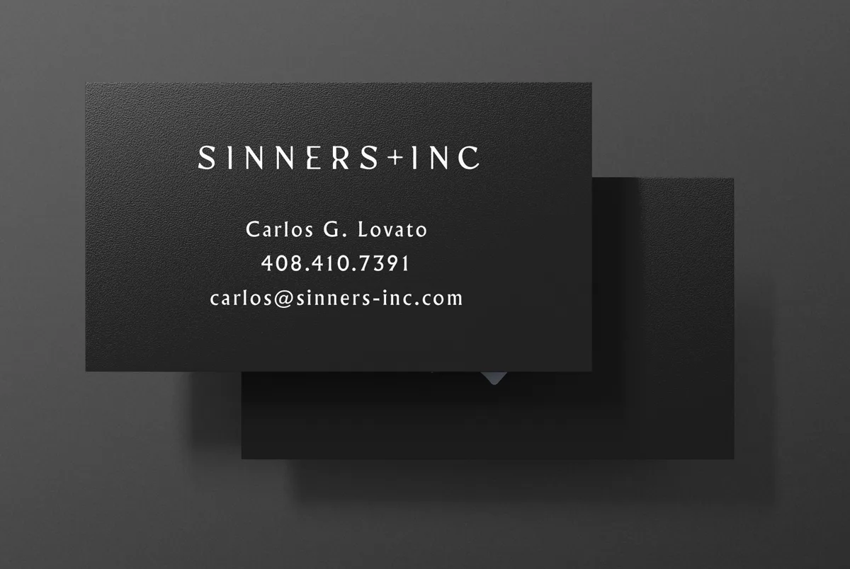 Sinners Inc brand world and visual system