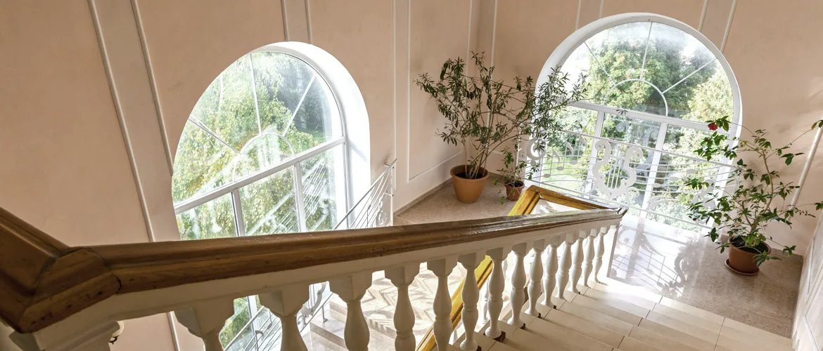 Arched Windows in a stairwell